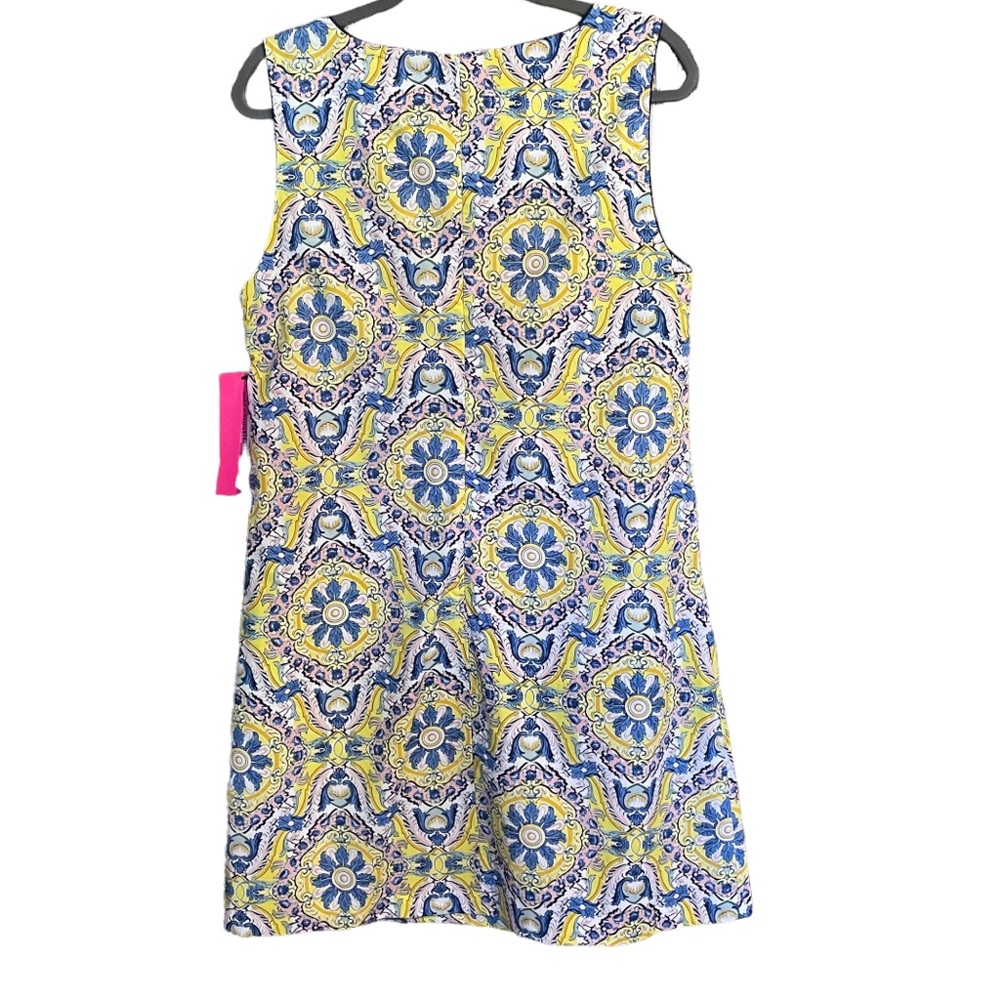 Betsey Johnson Yellow & Blue Medallion Print Midi Dress